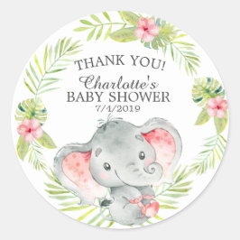 Sweet Jungle Elephant Baby Dusche Vielen Dank für  Runder Aufkleber