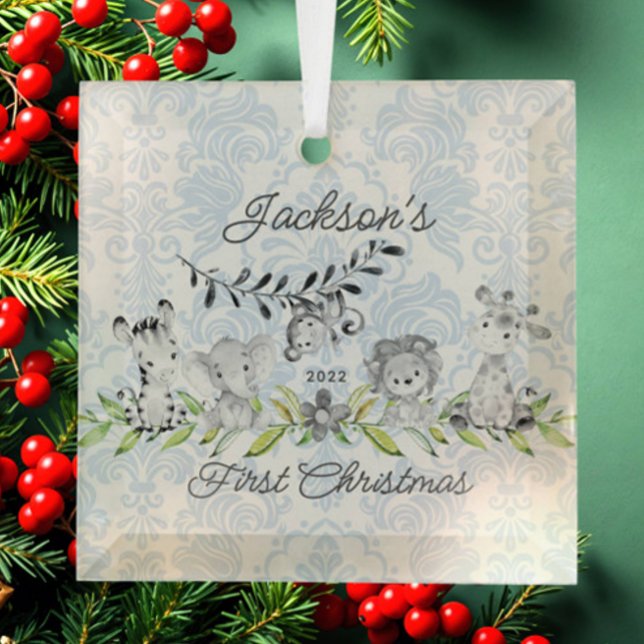 Sweet Jungle Foto Baby's First Christmas Ornament Aus Glas (Von Creator hochgeladen)