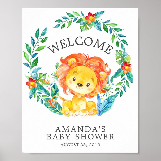 Sweet Jungle Lion Welcome Baby Shower Poster (Vorne)