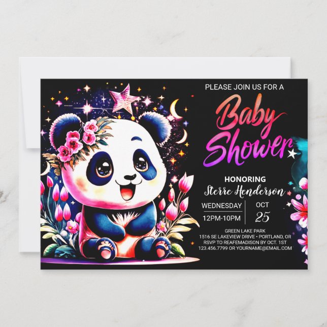 Sweet Jungle Panda Dreamland Girl Babydusche Einladung (Vorderseite)