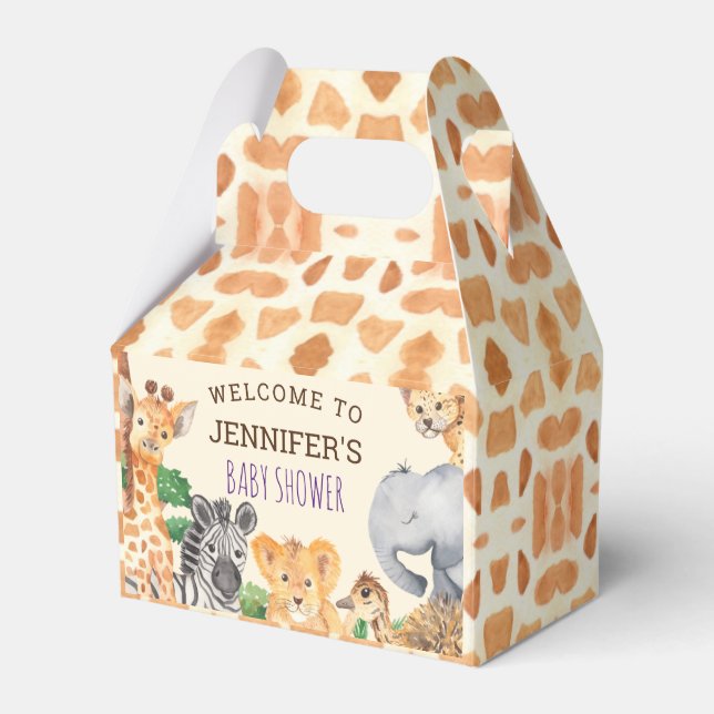 Sweet Jungle Safari Animal Wild One Baby Dusche Geschenkschachtel (Vorderseite)