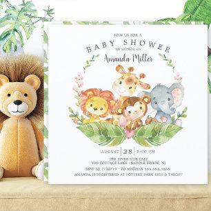 Sweet Jungle Safari Animals Baby Dusche Einladung