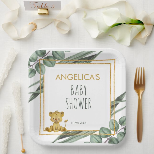 Sweet Jungle Safari Lion Gold Baby Dusche Pappteller (Hochzeit)