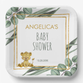 Sweet Jungle Safari Lion Gold Baby Dusche Pappteller
