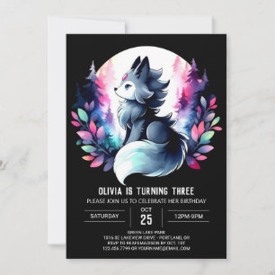 Sweet Jungle Wolf Birthday Einladung