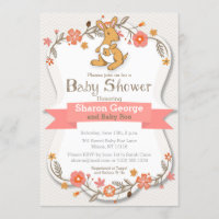 Sweet Kangaroo Floral Baby Dusche Einladung