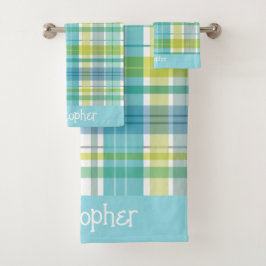 Sweet Kariert Pastel Blue Green Baby Blanket Badhandtuch Set