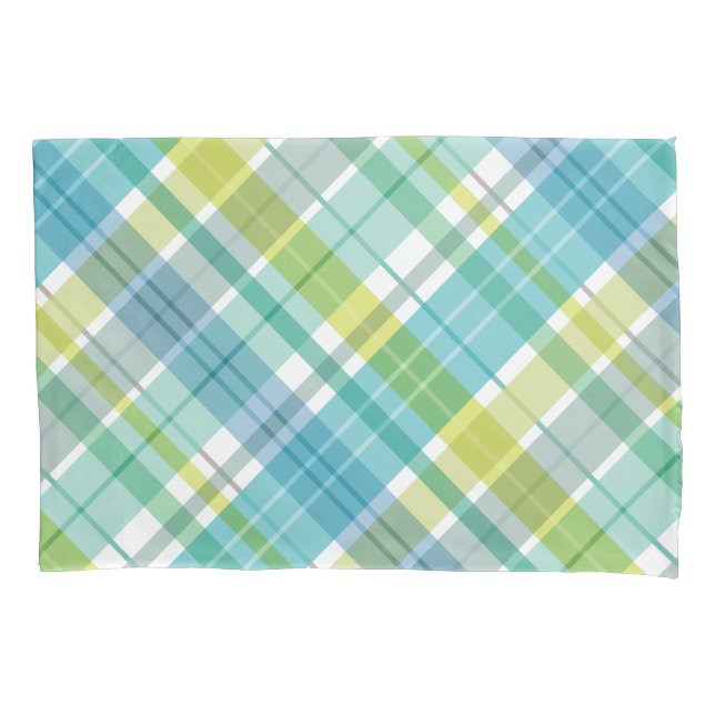 Sweet Kariert Pastel Blue Green Kissenbezug (Vorderseite-Links)