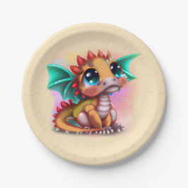 Sweet Kawaii Baby Dragon Pappteller