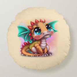 Sweet Kawaii Baby Dragon Rundes Kissen