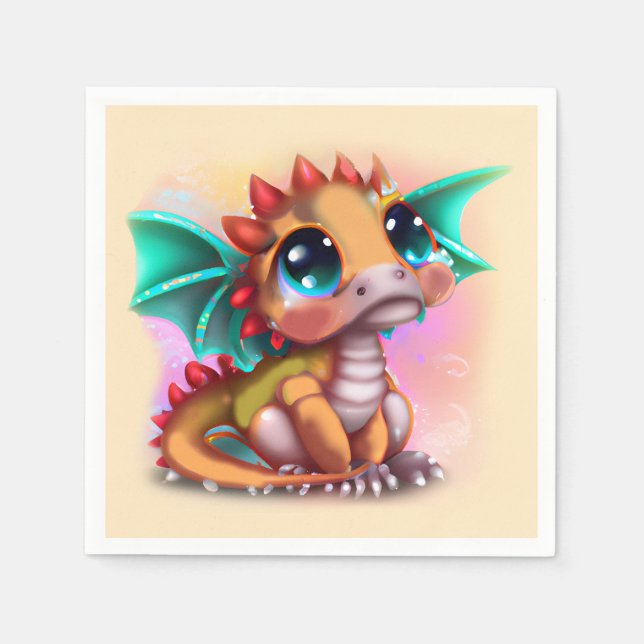 Sweet Kawaii Baby Dragon Serviette (Vorderseite)