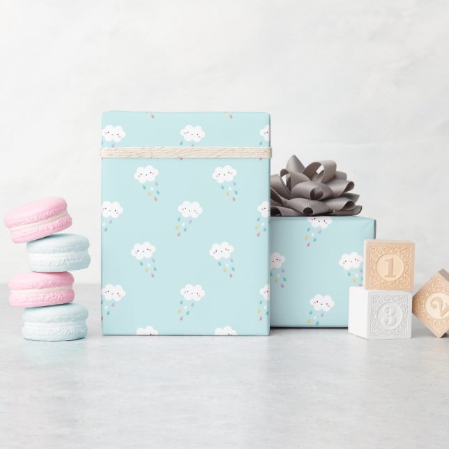 Sweet Kawaii Cloud Muster Wrapping Paper Roll Geschenkpapier (Babyparty)