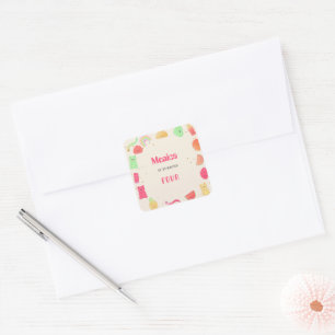 Sweet kawaii gummi Bonbons Geburtstag Quadratischer Aufkleber