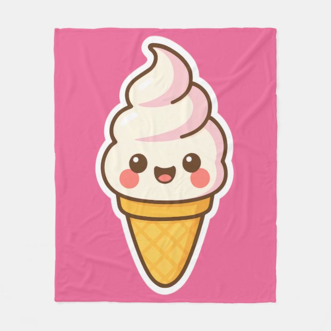 Sweet Kawaii Ice Creme Fleecedecke (Vorderseite)