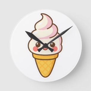 Sweet Kawaii Ice Creme Runde Wanduhr