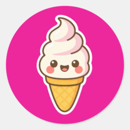 Sweet Kawaii Ice Creme Runder Aufkleber