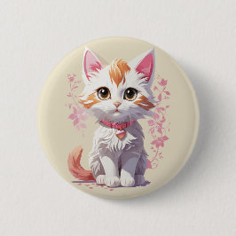 Sweet Kawaii Katze mit großen Augen Button