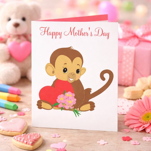 Sweet Kids Mother’s Day Baby Monkey Karte (Von Creator hochgeladen)