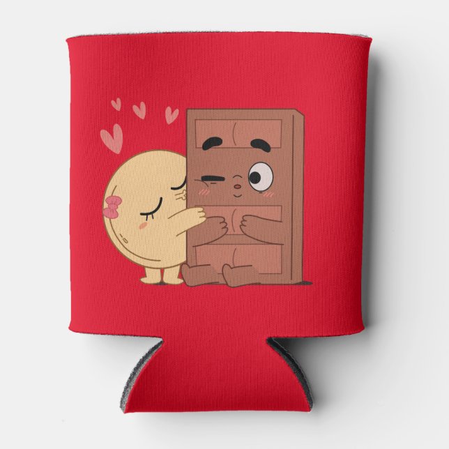 Sweet Kisses Choco Pancake Valentines Paare Liebe Dosenkühler (Vorderseite)