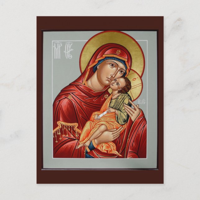 Sweet Kissing Mother of God Prayer Card Postkarte (Vorderseite)