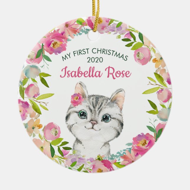 Sweet Kitten Baby's First Christmas Ornament (Vorne)