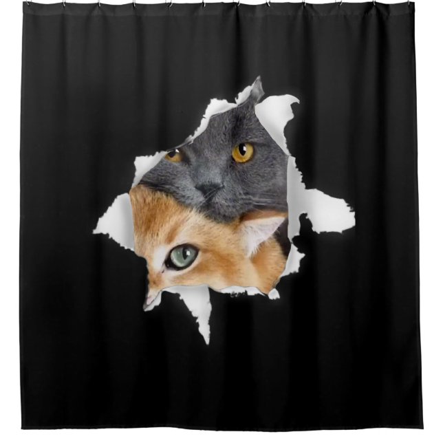 Sweet Kitten Couple | Funny Cat Lover Geschenk Duschvorhang (Vorderseite)