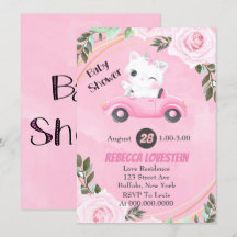 Sweet Kitten Vintag Pink Car Girl Babydusche