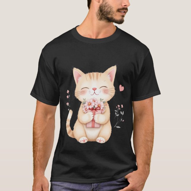 Sweet Kitten with Flowers and Gift Box ✨🐾🌸 T-Shirt (Vorderseite)
