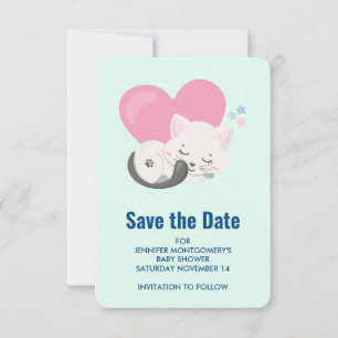 Sweet Kitty Cat Schlafen mit einem großen Herz Save The Date