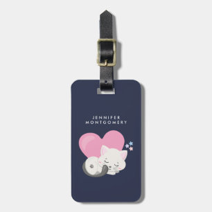 Sweet Kitty Cat Sleeping with a Big Heart in Back Gepäckanhänger