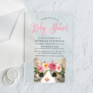 Sweet Kitty Girl Babydusche Acryleinladungen