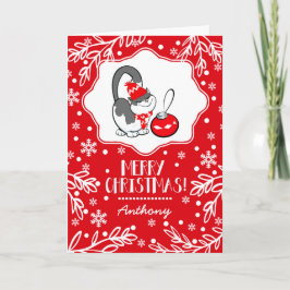 Sweet Kitty | Individuelle Name Weihnachtskarten f Feiertagskarte