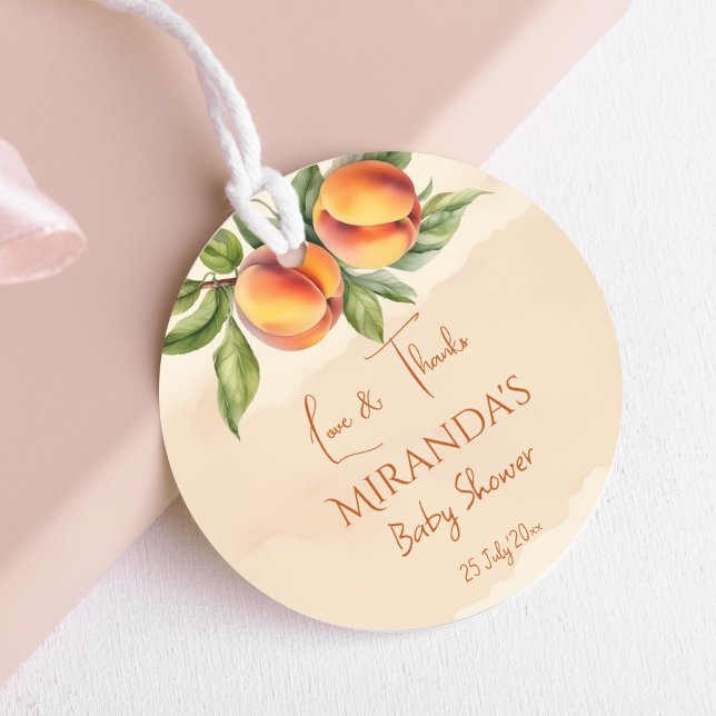 Sweet Kleine Pfirsichbrause danke Ihnen für Ihr Wo Geschenkanhänger (Sweet little peach baby shower thank you favor tags personalized favor tags)