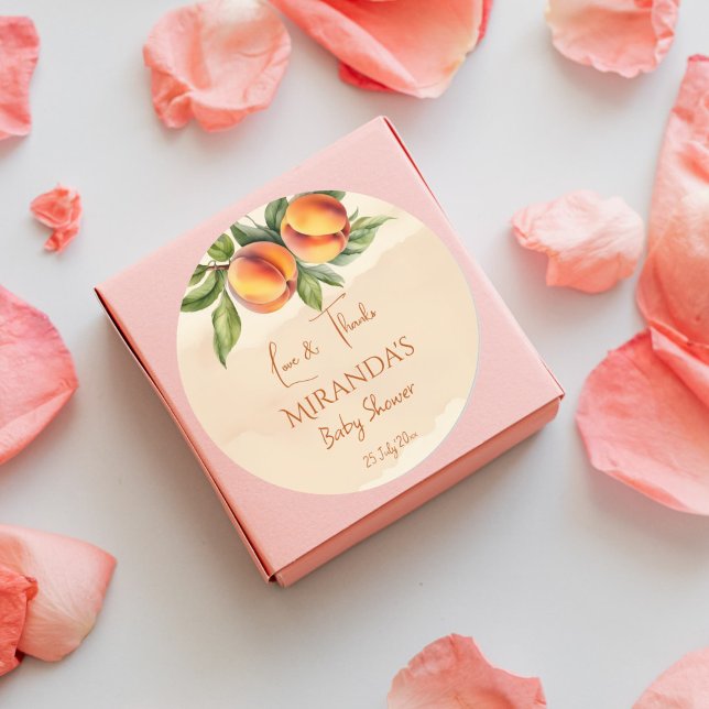 Sweet Kleine Pfirsichbrause danke Ihnen für Ihr Wo Runder Aufkleber (Sweet little peach baby shower thank you favor stickers spring summer baby shower little cutie favor)