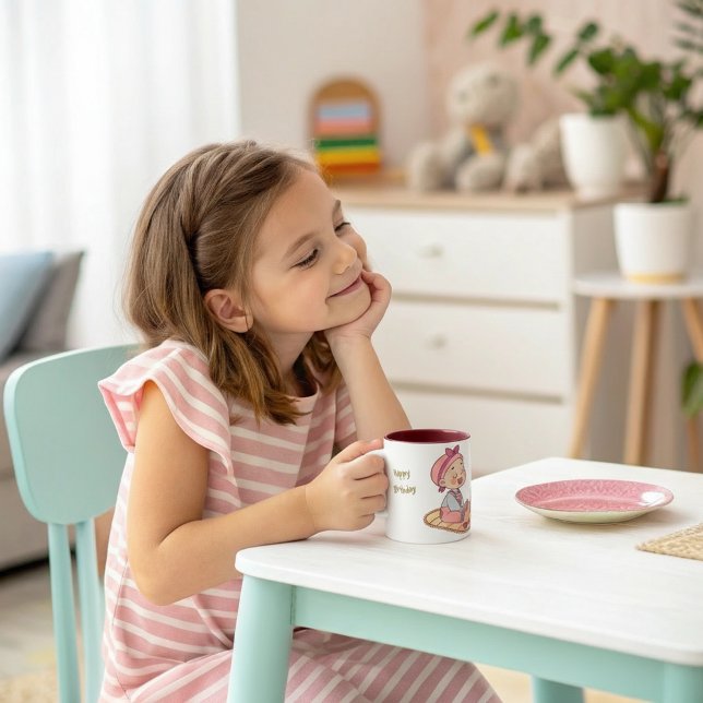 Sweet kleinen Mädchen Happy Birthday Zweifarbige Tasse (Von Creator hochgeladen)