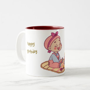 Sweet kleinen Mädchen Happy Birthday Zweifarbige Tasse