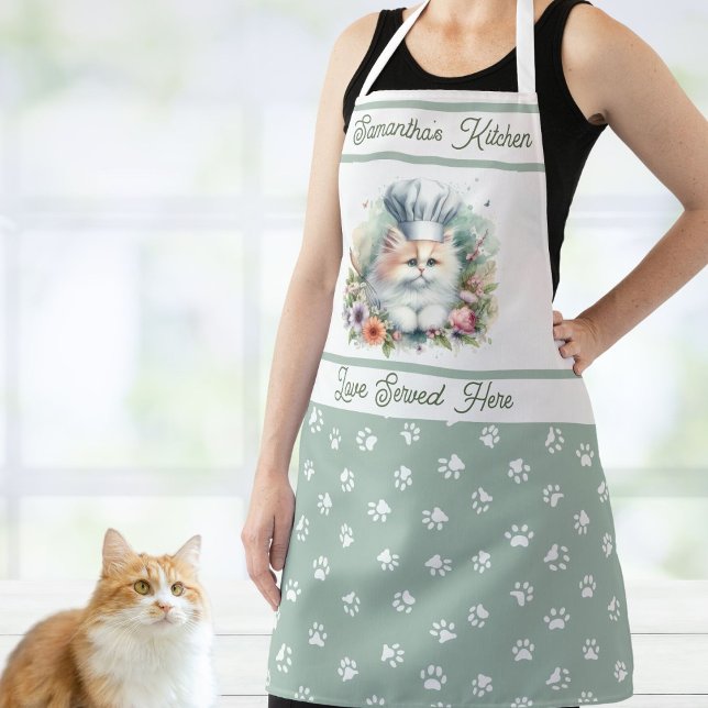Sweet Koch Cat Hat Personalisiert Kitchen Drucke Schürze (Von Creator hochgeladen)
