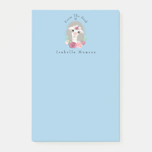 Sweet Lady Llama mit Rose Post-it Klebezettel