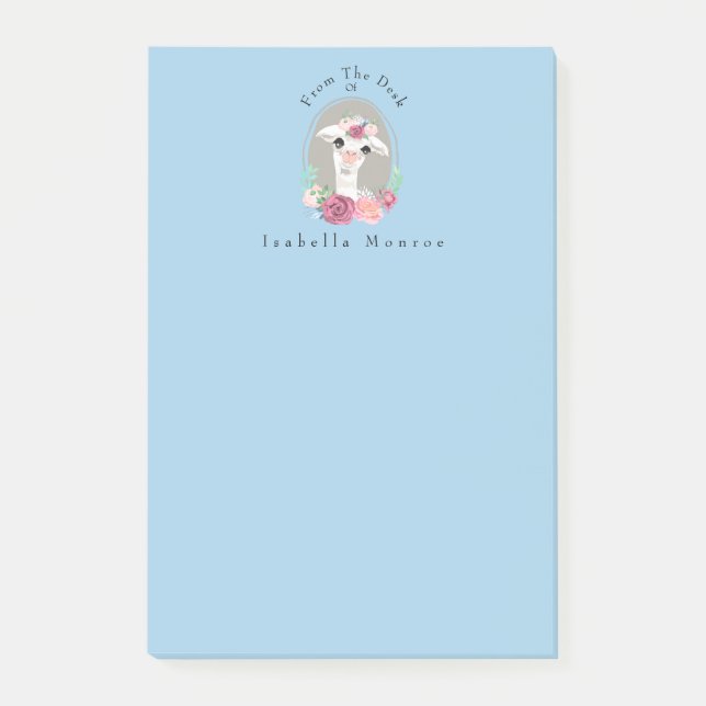 Sweet Lady Llama mit Rose Post-it Klebezettel (Vorderseite)