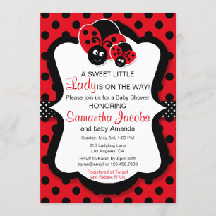 Sweet Ladybug Girl Babydusche Einladung