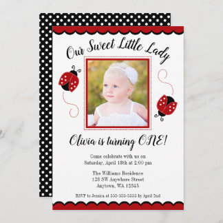 Sweet Ladybug Red Black Foto Geburtstagseinladunge Einladung