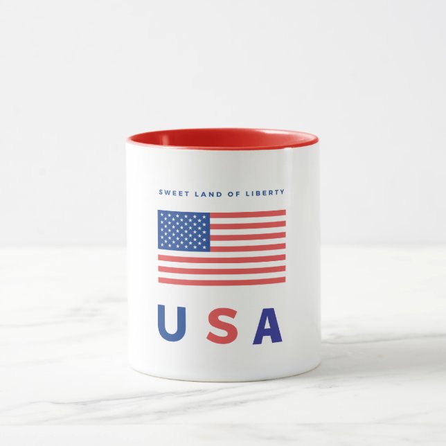 "Sweet Land of Liberty" - USA-Flagge Tasse (Zentrum)