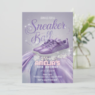 Sweet Lavender Birthday Sneaker Ball Party Einladung