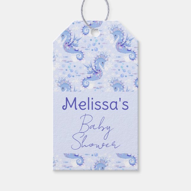 Sweet Lavender Blue Seepferd Nautic Ocean Geschenkanhänger (Vorderseite)