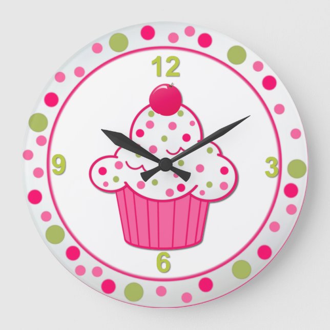 Sweet Leckerei Cupcake Wall Clock Große Wanduhr (Vorderseite)