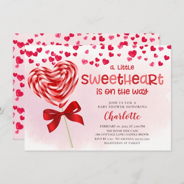 Sweet Leckerei Little Sweetheart Baby Dusche Einladung (Vorne/Hinten)