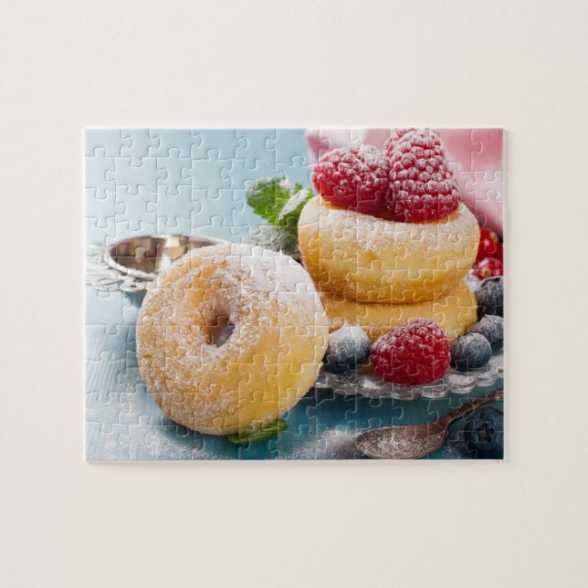 Sweet Leckerei Raspberry Blueberry Dusted Donuts Puzzle (Horizontal)