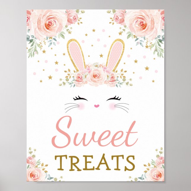 Sweet Leckereien / Niedliches Kaninchen Blush Gold Poster (Vorne)