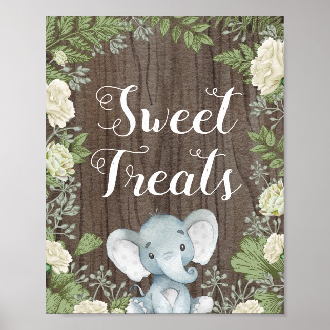 Sweet Leckereien / Rustikaler Dschungel Elefant Ba Poster (Vorne)