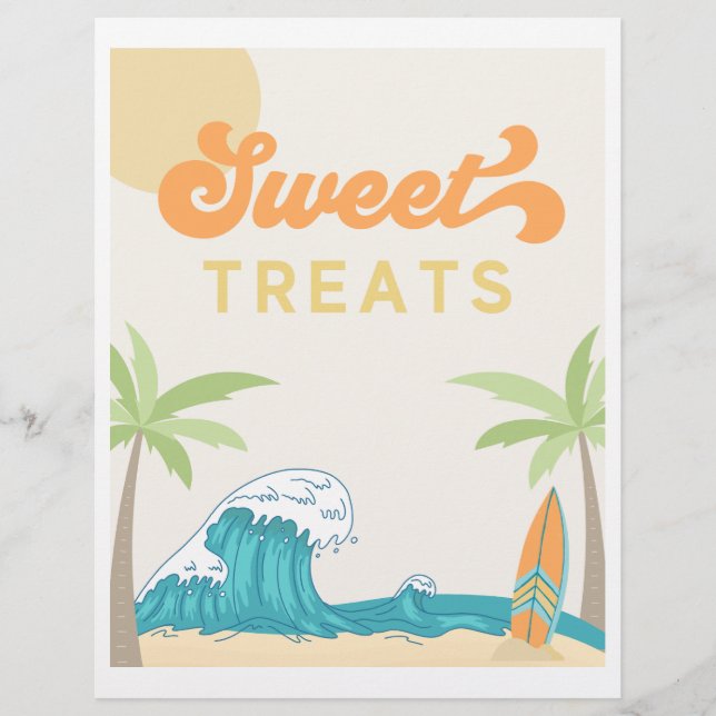 Sweet Leckereien Surf Party Sign | Surf-Zeichen (Vorderseite)